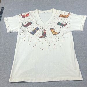 Vintage Single Stitch Western T-Shirt Womens Size Large USA Made Splatter Paint